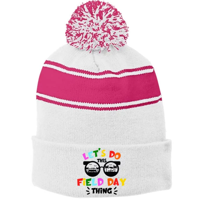 Field Day Thing Summer Field Day 23 Teachers Colorful Stripe Pom Pom Beanie