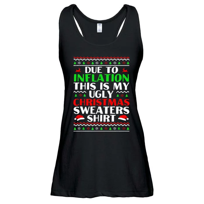 Funny Due to Inflation Ugly Christmas Sweaters Ladies Essential Flowy Tank