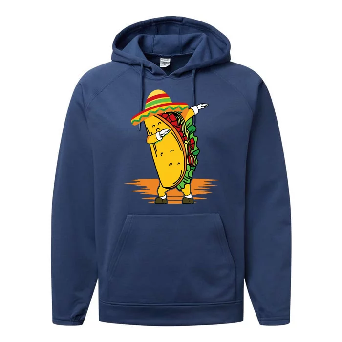 Funny Dabbing Taco Cinco De Mayo Performance Fleece Hoodie