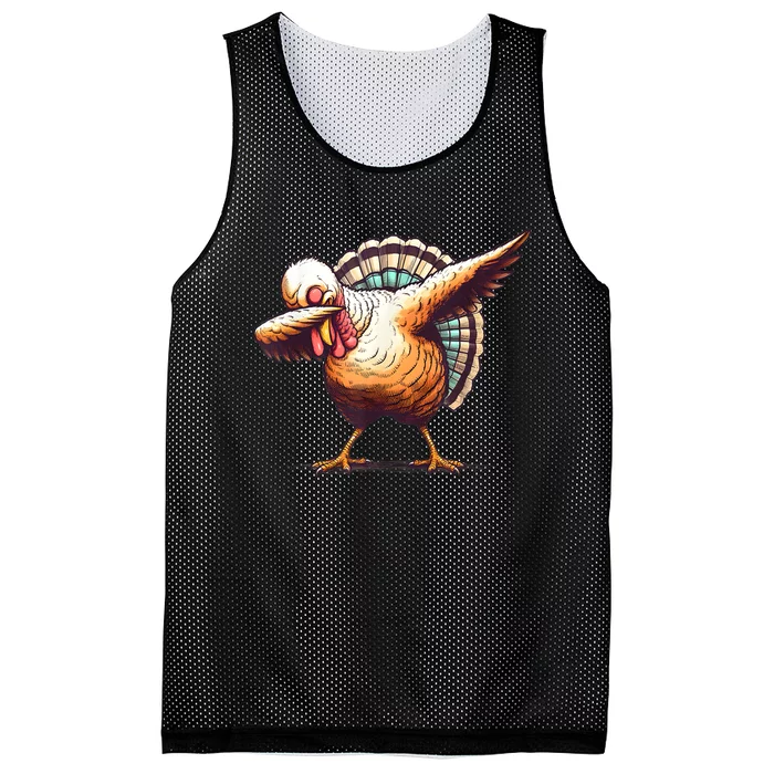 Funny Dabbing Turkey Thanksgiving Day Pilgrim Girls Dab Mesh Reversible Basketball Jersey Tank