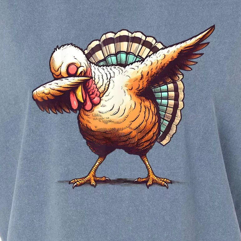 Funny Dabbing Turkey Thanksgiving Day Pilgrim Girls Dab Garment-Dyed Women's Muscle Tee