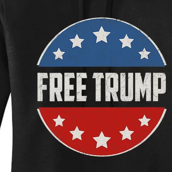 Free Donald Trump Support Trump American Flag Women's Pullover Hoodie