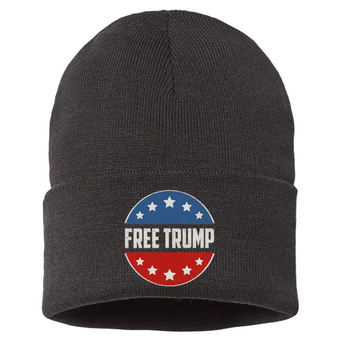 Free Donald Trump Support Trump American Flag Sustainable Knit Beanie