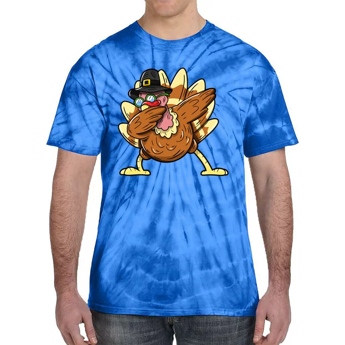 Funny Dabbing Turkey Day Thanksgiving Gift Tie-Dye T-Shirt