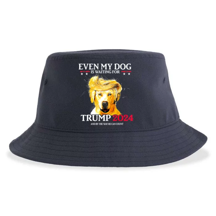 Funny Dog Trump Hair Even My Dog Is Waiting For Trump 2024 Gift Sustainable Bucket Hat