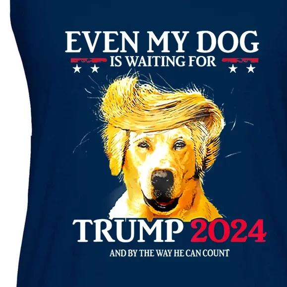 Funny Dog Trump Hair Even My Dog Is Waiting For Trump 2024 Gift Ladies Essential Flowy Tank