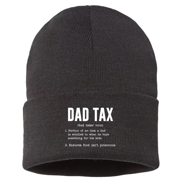 Funny Dad Tax Definition Fathers Day Sustainable Knit Beanie