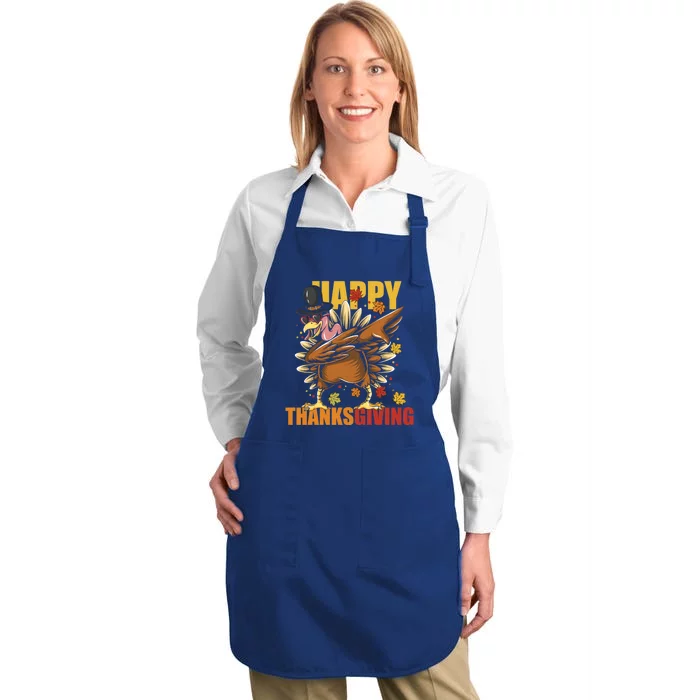 Funny Dabbing Turkey Happy Thanksgiving Day Great Gift Full-Length Apron With Pocket