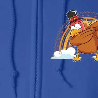 Funny Dabbing Turkey Festive Dinner Rainbow Blessed Turkey Gift Full Zip Hoodie