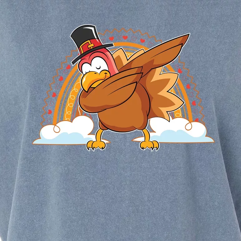 Funny Dabbing Turkey Festive Dinner Rainbow Blessed Turkey Gift Garment-Dyed Women's Muscle Tee