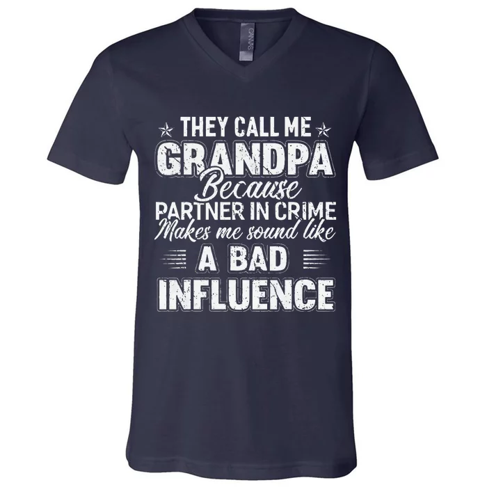 Fathers Day They Call Me Grandpa Grandfather Gift V-Neck T-Shirt