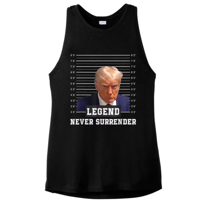 Free Donald Trump Mug Shot President Never Surrender Ladies Tri-Blend Wicking Tank