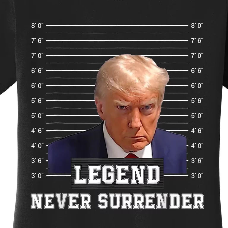 Free Donald Trump Mug Shot President Never Surrender Women's T-Shirt