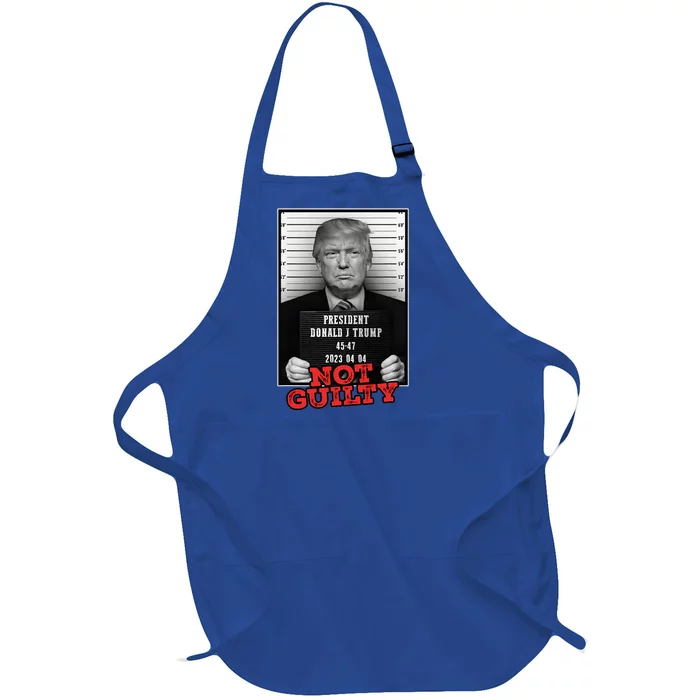 Funny Donald Trump Not Guilty Mug Shot Free Trump 2024 Full-Length Apron With Pocket