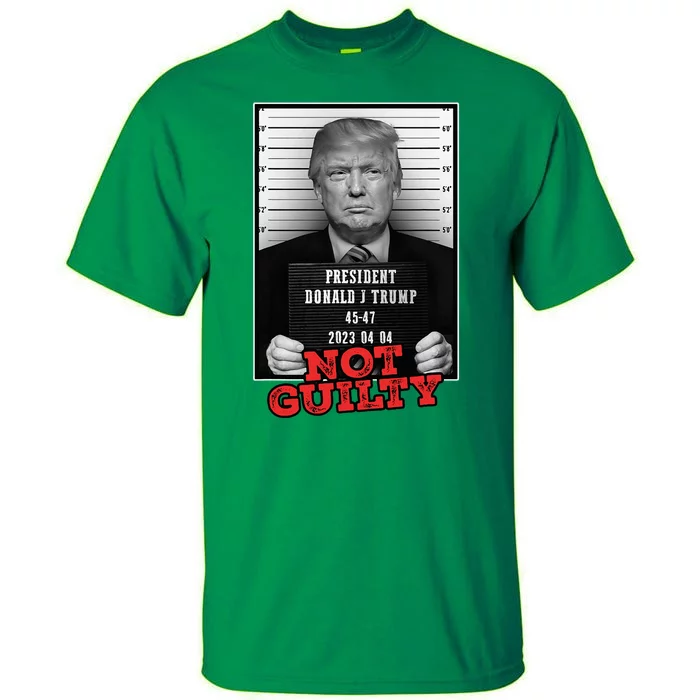 Funny Donald Trump Not Guilty Mug Shot Free Trump 2024 Tall T-Shirt