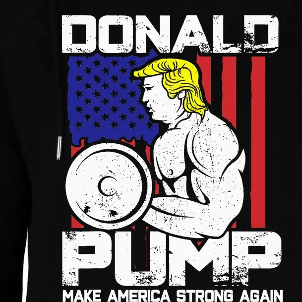 Funny Donald Trump Weight Lifting Workout Gym Womens Funnel Neck Pullover Hood