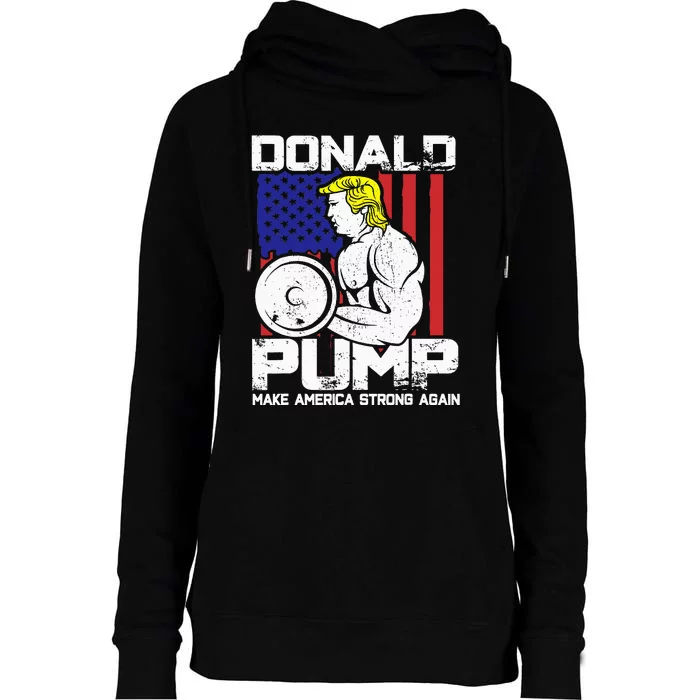 Funny Donald Trump Weight Lifting Workout Gym Womens Funnel Neck Pullover Hood