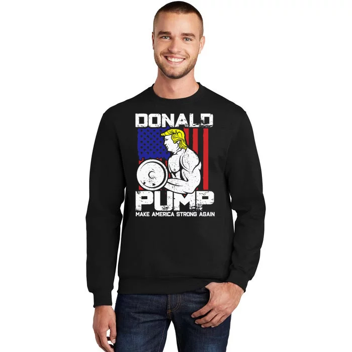 Funny Donald Trump Weight Lifting Workout Gym Tall Sweatshirt