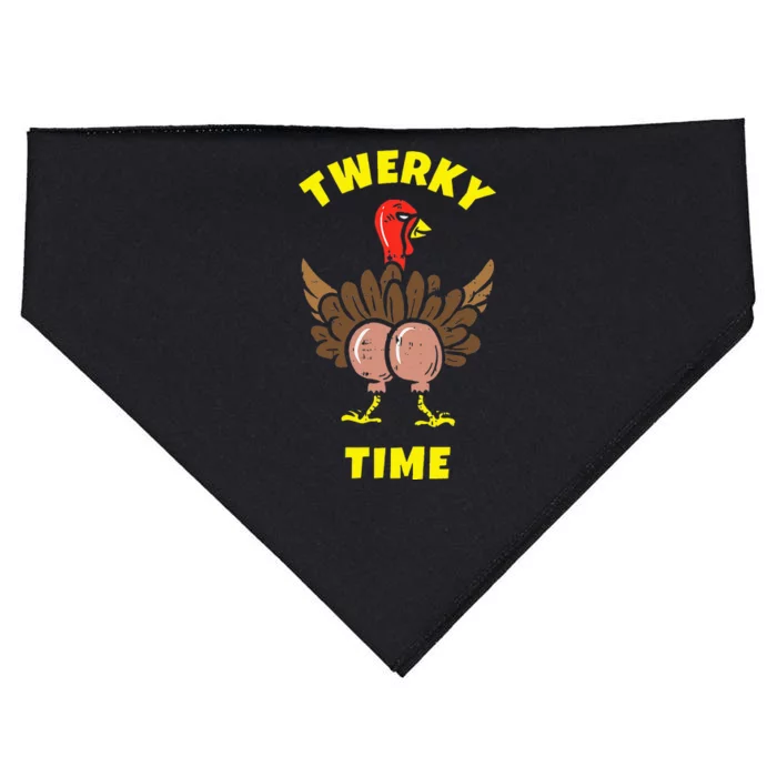 Funny Dancing Turkey Twerky Time Thanksgiving Joke USA-Made Doggie Bandana