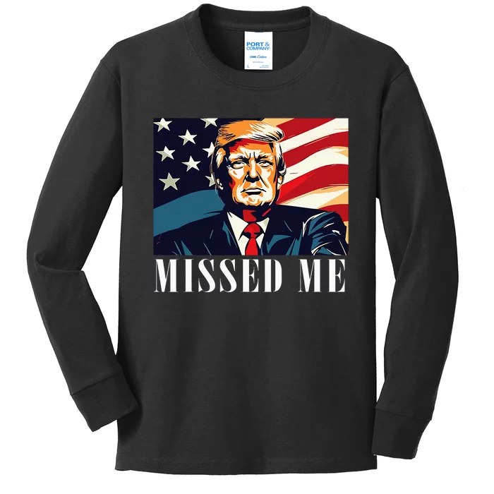 Funny Donald Trump Missed Me Assassination Attempt 2025 Kids Long Sleeve Shirt