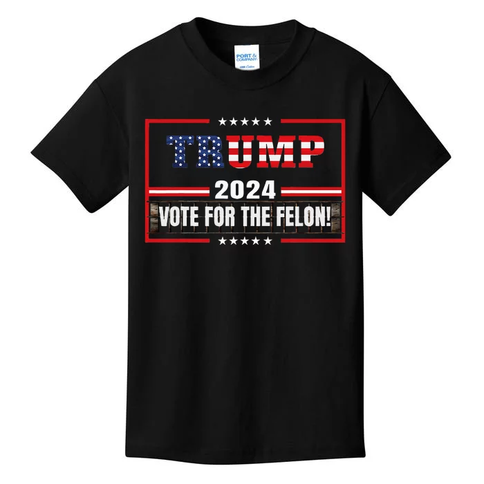 Funny Donald Trump Supporter 2024 Vote For The Felon Kids T-Shirt