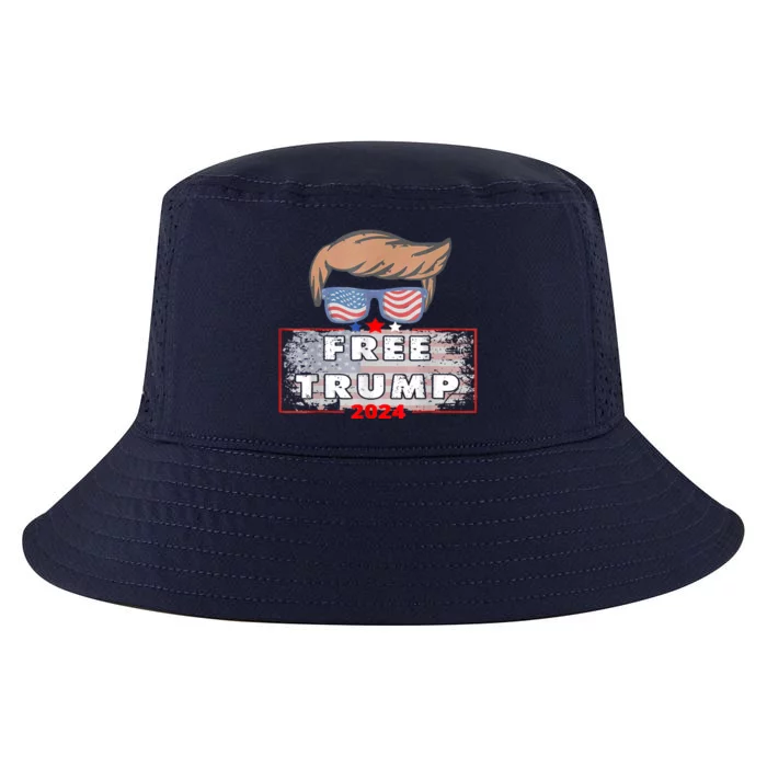 Free Donald Trump Republican Support American Flag Cool Comfort Performance Bucket Hat