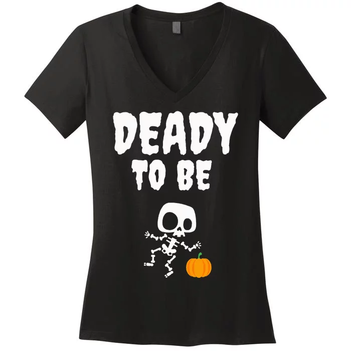 Funny Deady To Be Dad Halloween Pregnancy Announcement Women's V-Neck T-Shirt