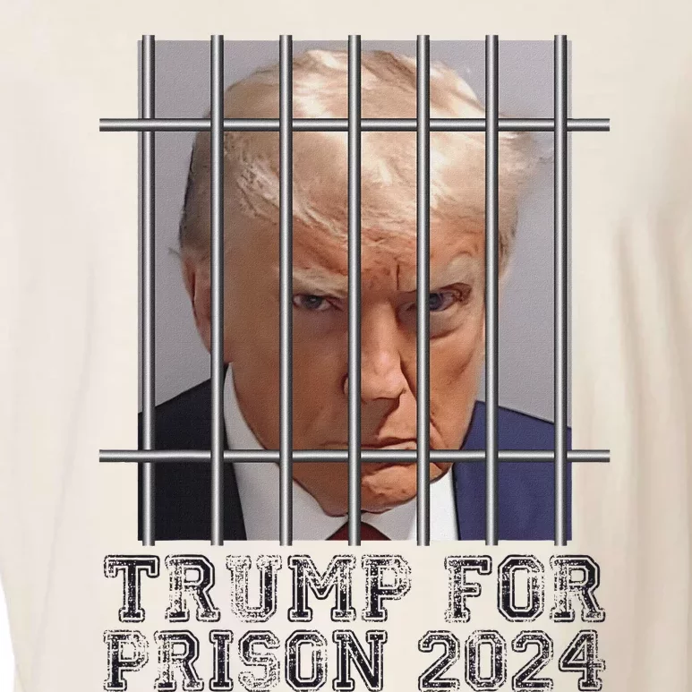 Funny Donald Trump Mugshot Parody Not Guilty Behind Bars Garment-Dyed Women's Muscle Tee