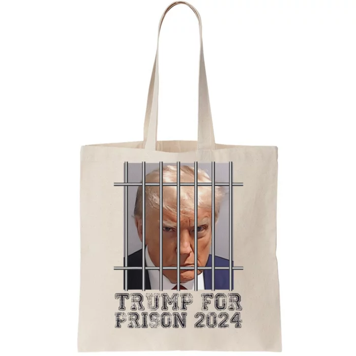 Funny Donald Trump Mugshot Parody Not Guilty Behind Bars Tote Bag