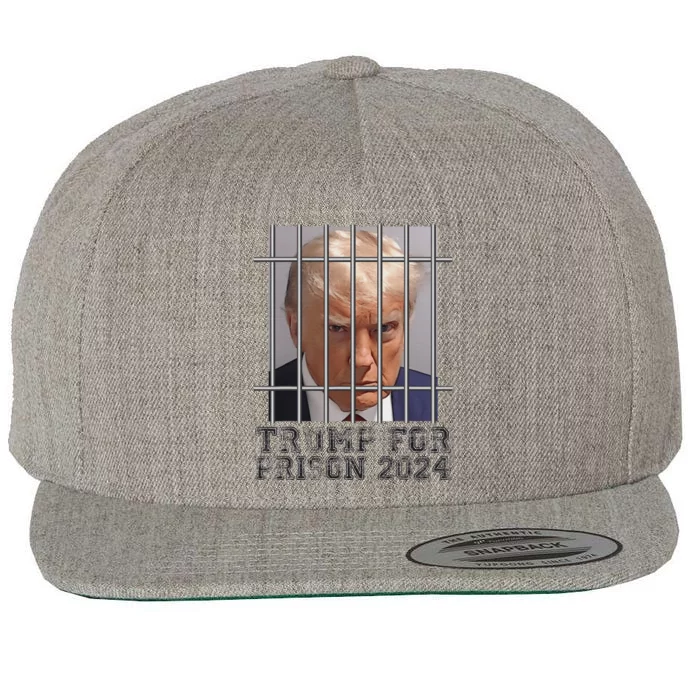 Funny Donald Trump Mugshot Parody Not Guilty Behind Bars Wool Snapback Cap