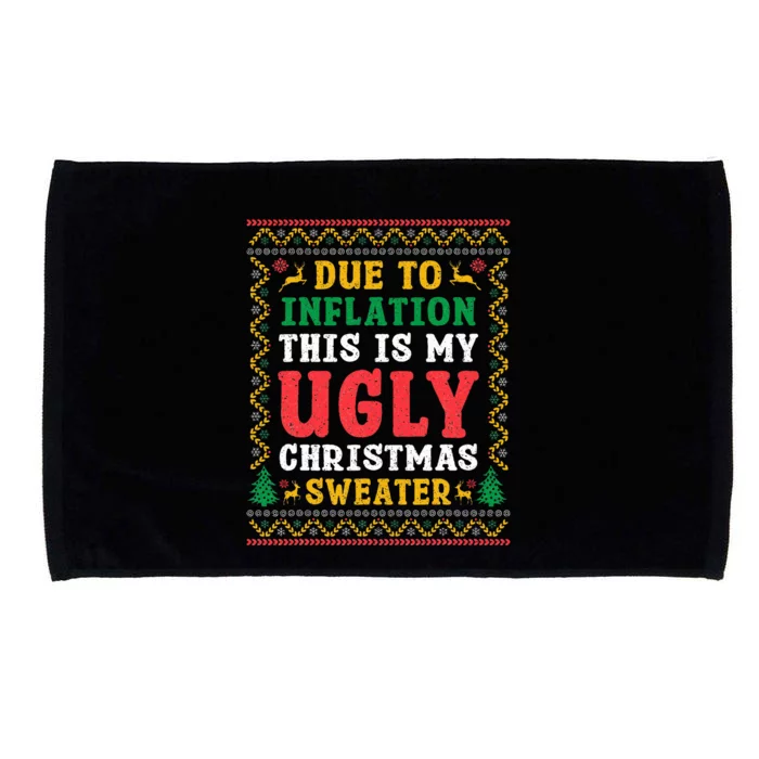 Funny Due to Inflation Ugly Christmas Sweaters Microfiber Hand Towel