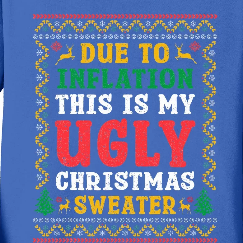 Funny Due to Inflation Ugly Christmas Sweaters Kids Long Sleeve Shirt