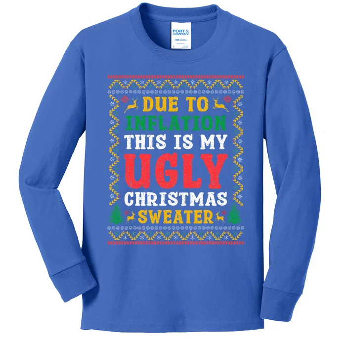 Funny Due to Inflation Ugly Christmas Sweaters Kids Long Sleeve Shirt