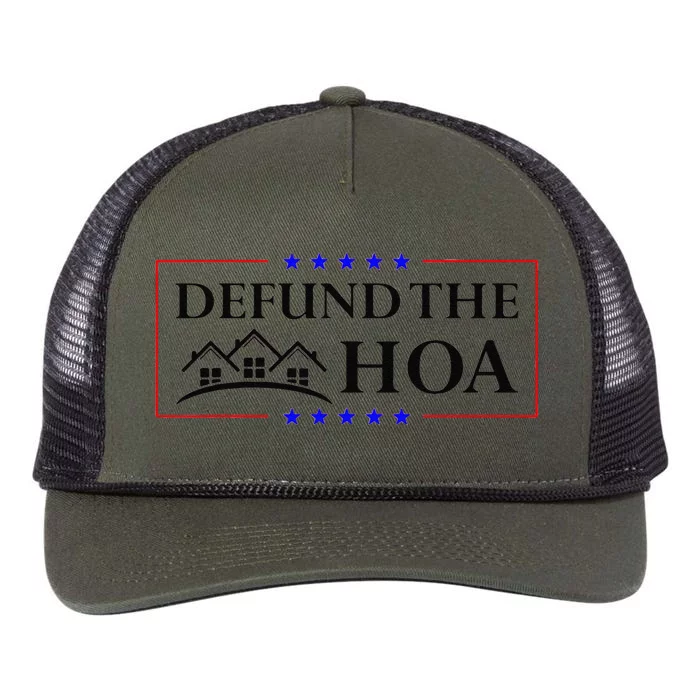 Funny Defund The Hoa Homeowners Association Retro Rope Trucker Hat Cap