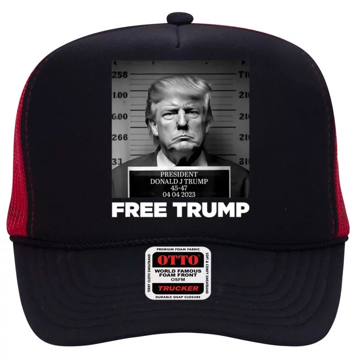 Free Donald Trump Mugshot High Crown Mesh Trucker Hat