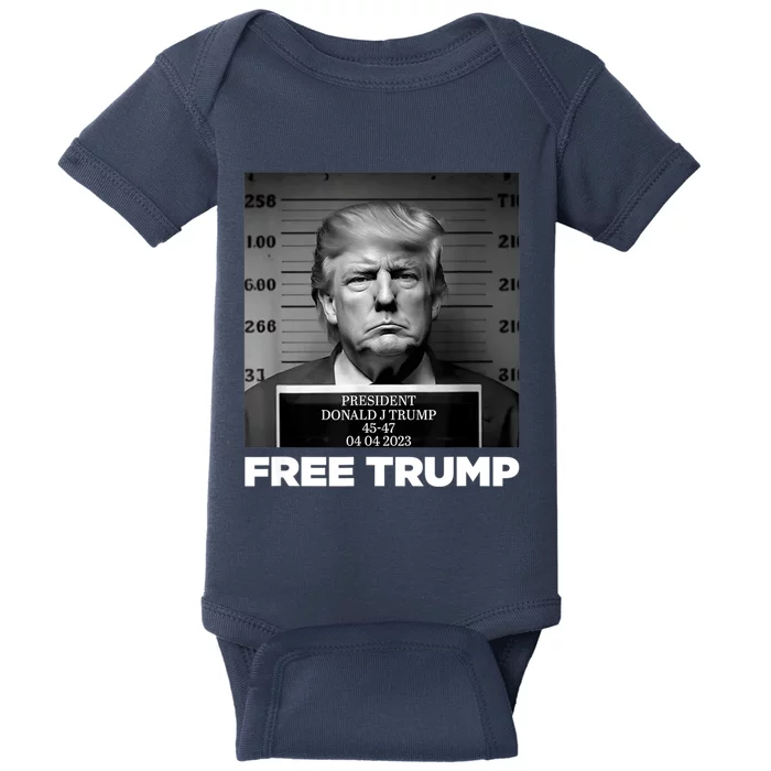 Free Donald Trump Mugshot Baby Bodysuit