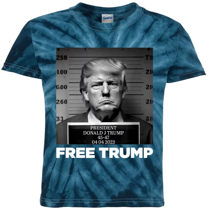 Free Donald Trump Mugshot Kids Tie-Dye T-Shirt