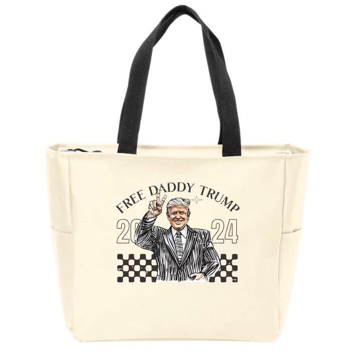 Free Daddy Trump 2024 Supporter Funny Trendy Zip Tote Bag