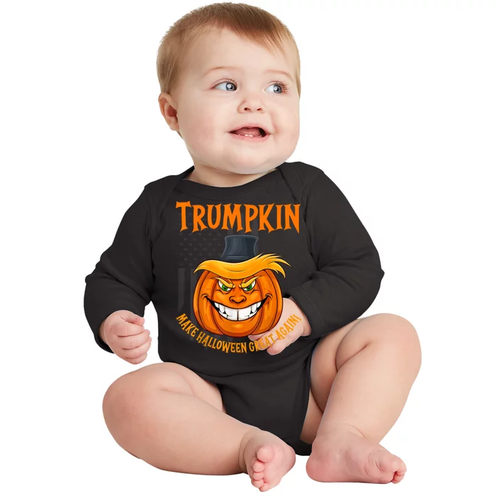 Funny Donald Trump Make Halloween Great Again Trumpkin 2024 Baby Long Sleeve Bodysuit