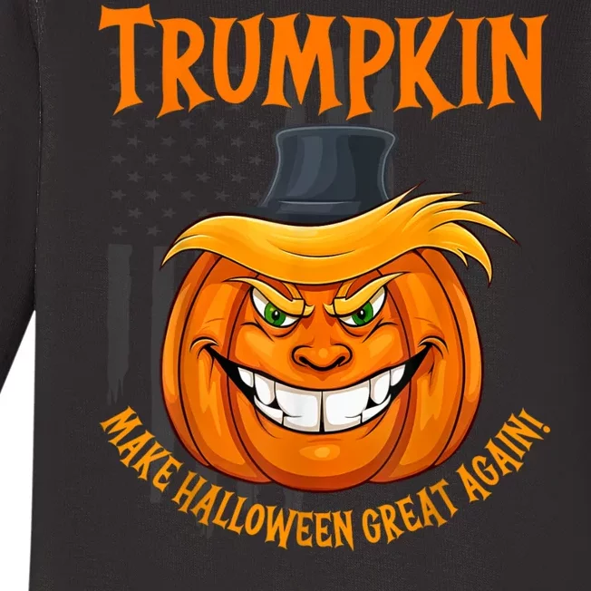 Funny Donald Trump Make Halloween Great Again Trumpkin 2024 Baby Long Sleeve Bodysuit