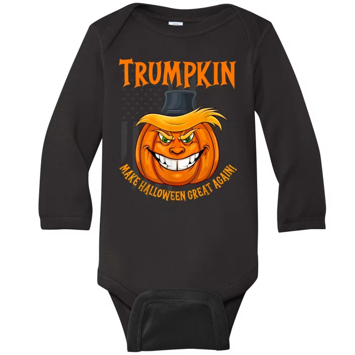 Funny Donald Trump Make Halloween Great Again Trumpkin 2024 Baby Long Sleeve Bodysuit