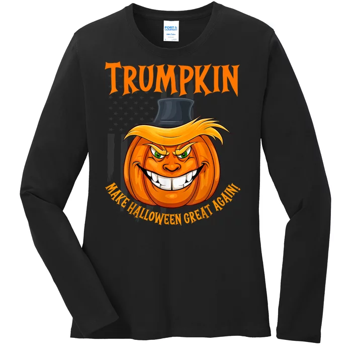 Funny Donald Trump Make Halloween Great Again Trumpkin 2024 Ladies Long Sleeve Shirt