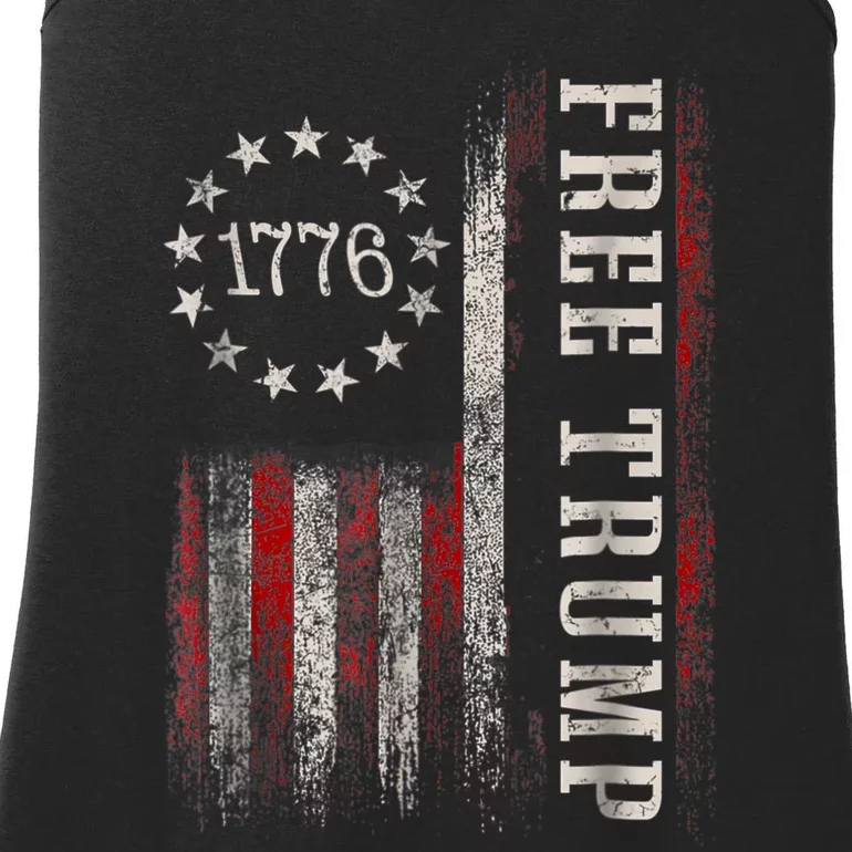 Free Donald Trump Republican Support Pro Trump American Flag Ladies Essential Tank