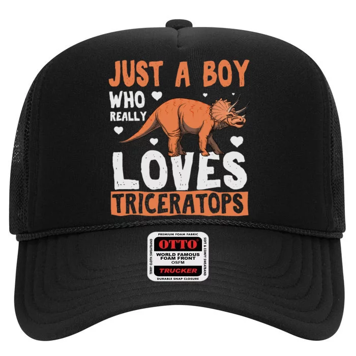 Funny Dinosaur Triceratops for boy High Crown Mesh Trucker Hat