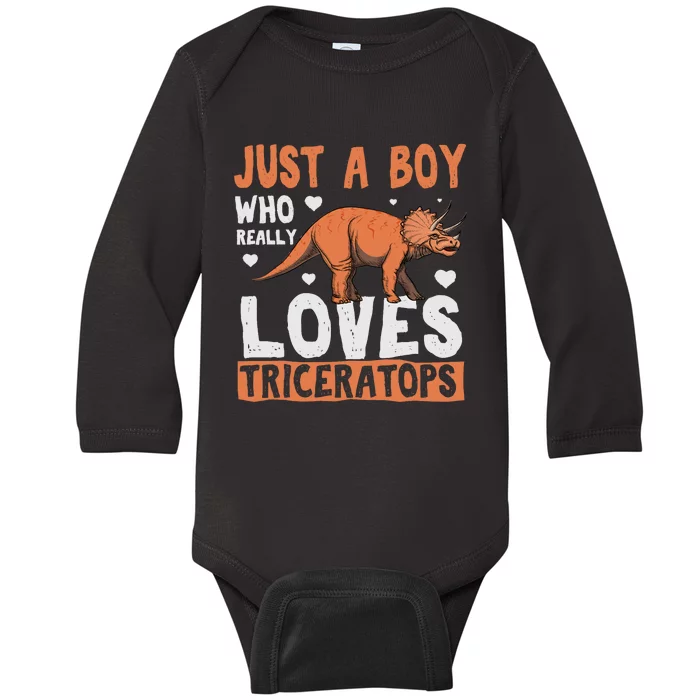 Funny Dinosaur Triceratops for boy Baby Long Sleeve Bodysuit