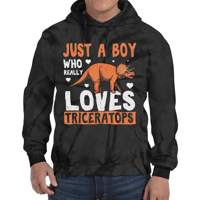 Funny Dinosaur Triceratops for boy Tie Dye Hoodie