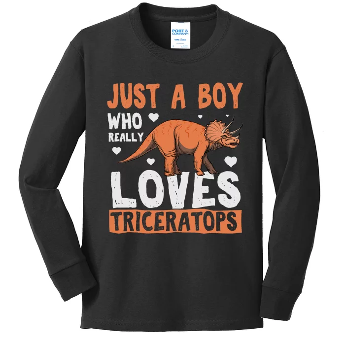 Funny Dinosaur Triceratops for boy Kids Long Sleeve Shirt