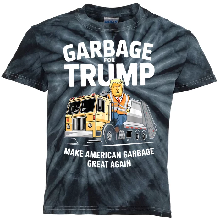 Funny Donald Trump Rides In Garbage Truck Gift Kids Tie-Dye T-Shirt