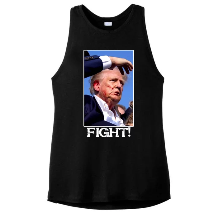 Fight Donald Trump Rally Gun Shot Fired Shooting Pennsylvania Ladies Tri-Blend Wicking Tank