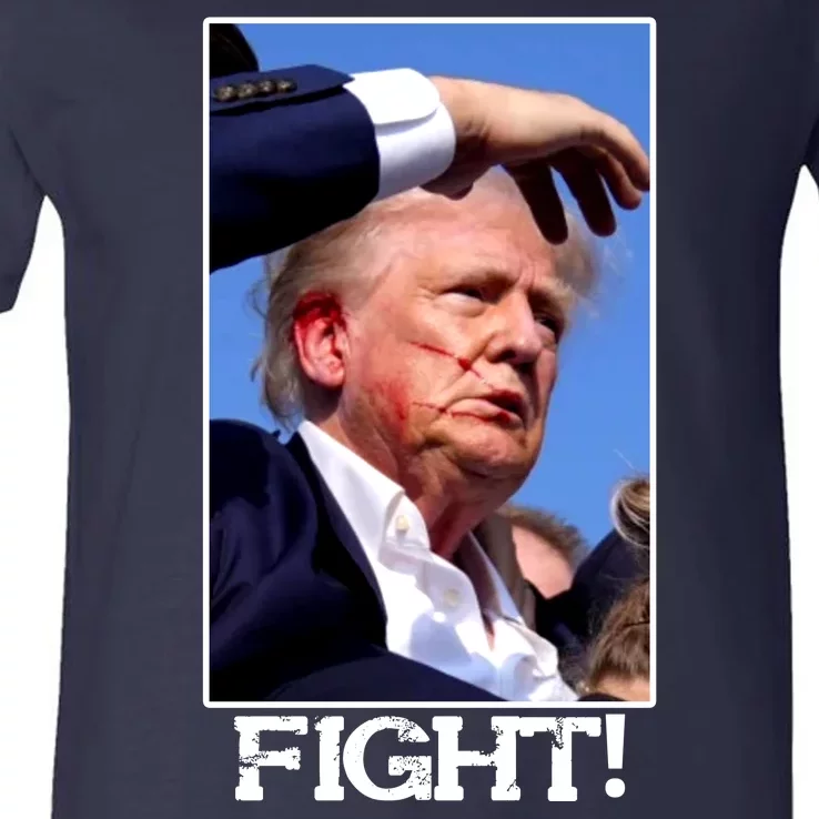 Fight Donald Trump Rally Gun Shot Fired Shooting Pennsylvania V-Neck T-Shirt